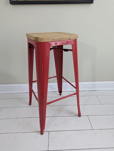 Industrial metal red bar stool - metal,