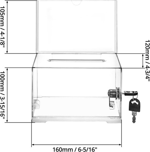 Clear acrylic box with lock - clear,