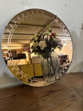 Art Deco Etched Round Mirror