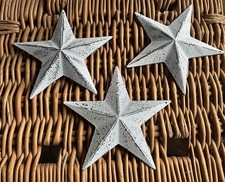 Rustic Washed White Distressed Stars Set Of 3 , Sold As Seconds ! 12cm