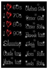 Iron on 60s 70s 80s 90s Hen Slogan Rhinestone Crystal t shirt Transfer Birthday 