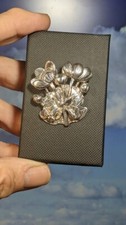 Vintage MASJ Silver Scenes Water Lily Brooch, Maureen Anne Storey in Gift Box