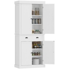 HOMCOM Freestanding Kitchen Pantry Cupboard Storage Cabinet with Doors White