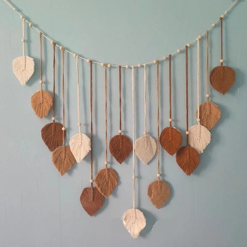 Boho macrame tapestry leaf - boho,