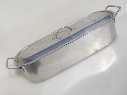 Vintage chrome pan fish - fish, kettle