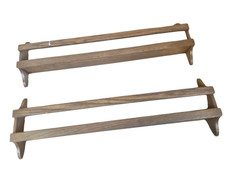 2 Vintage Antique Church Pew Hymnal Bible Oak Wood Book Holder Rack G