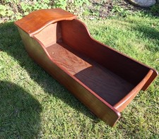 Victorian Antique Wooden Rocking Cradle for Baby Dolls – 19th Century Handmade