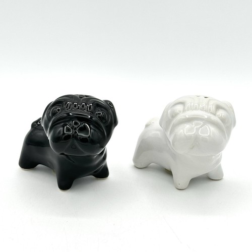 Black and white ceramic pug - white,