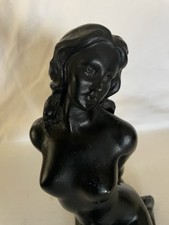 Alabaster Vintage Nude Woman Statue Figure 7.5” X 5.5” Black