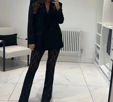 ZARA LACE LEGGINGS WITH VENT HIGH WAIST SEMI-SHEER BLACK 4661/529 SIZE XL