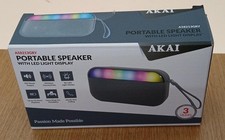 Akai Portable Wireless Bluetooth Speaker with LED Light Display Grey