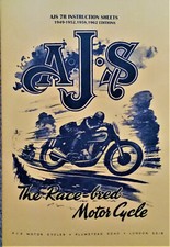 AJS 7R Motorcycle Instruction Sheets 1949-52 1958 1962 specifications settings