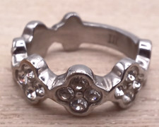 Dyrberg Kern ring silver tone size Q designer flower shape - used