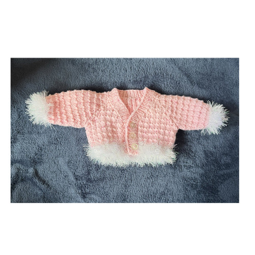 Pink white yarn baby sweater - yarn,