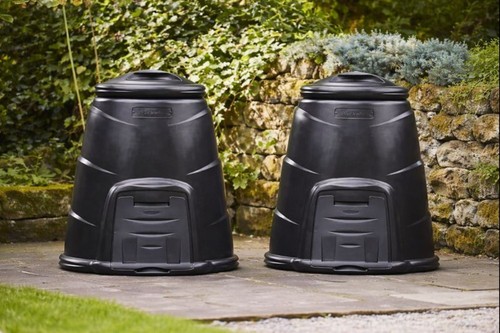 330l black garden compost bins - black,