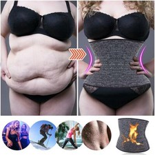 Women Sweat Sauna Waist Trainer Neoprene Weight Loss Cincher Belt Body Shaper UK