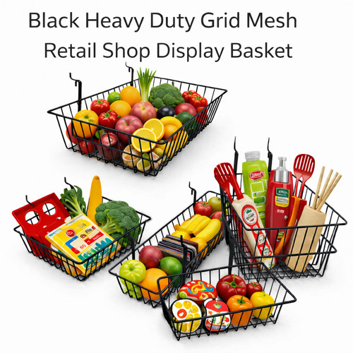 Black heavy duty grid mesh - black,