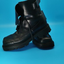 Moto Footwear Chunky Black Leather Ankle Boots - Size  7, Eur 40 Goth Grunge Alt