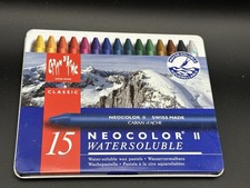 NEOCOLOR II Water Soluble  Set of 15 Wax Pastels ~ Swiss Made
