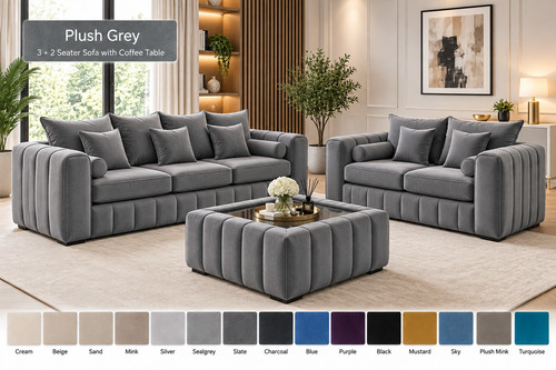 Luxury plush velvet sofa - velvet, 3