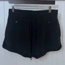 KYODAN Active Running Shorts Drawstring Waist Zipper Pockets Black Women's M