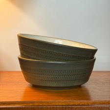 Denby Camelot Bowls X2 Cereal Bowl, Dark Brown Chevron Geometric, Mid Century