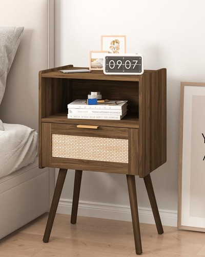 Vintage nightstand rattan - nightstand,