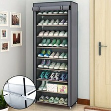 10 Tier Cabinet Storage Grey Organiser Shoe Rack Stand Holds 27 Pairs Dustproof
