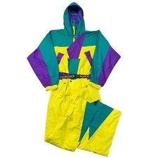Vintage Ski Suit One Piece 90s Retro Snow Lightweight Multicoloured Mens S/M