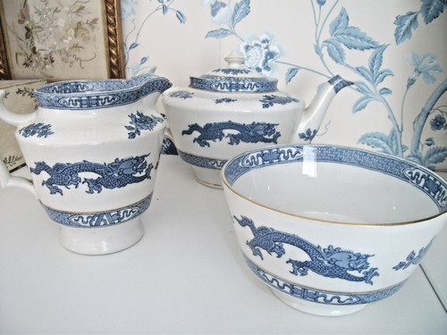 Antique cauldon ware blue - blue, &