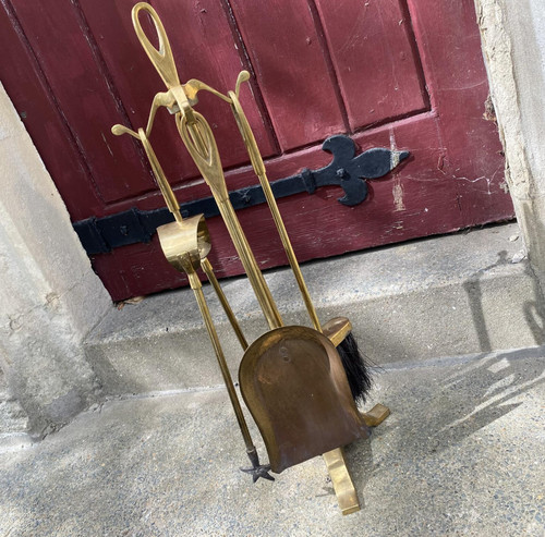 Vintage brass fire - vintage, side