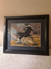 Vintage Needlepoint Tapestry of a Horse Framed