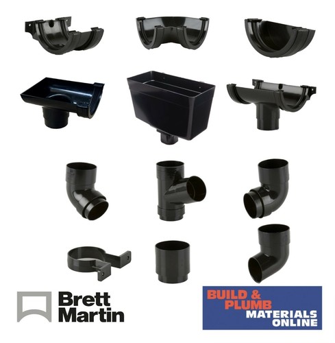 Black half round gutter 112mm - round,