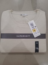 Marks and Spencer Women's Supersoft Pullover Lightweight Jumper Size 16 Cream