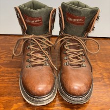 Simms Leather Wading Boots Shoes Mens Size 10 Brown Green Felt Sole Fly Fishing