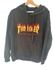 Thrasher Magazine Flame Skate Hoodie Pullover XL Black Hooded Sweatshirt