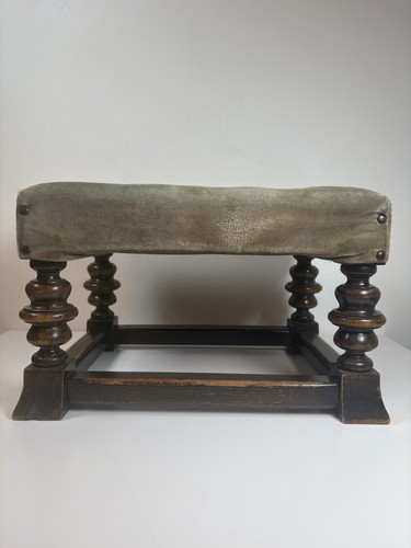 Antique turned leg footstool - turned,