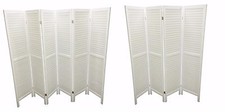 WOODEN SLAT ROOM DIVIDER HOME PRIVACY SCREEN PARTITION WALL WHITE 4/6 PANEL