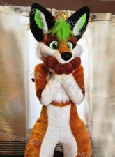 Long Fur Husky Dog Fox Mascot Costume Fursuit Halloween Suit Cosplay