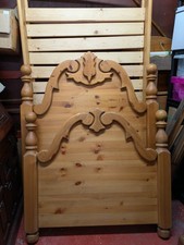 Pine Bed Carved Headboard and