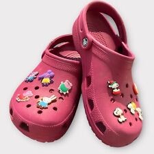 Mauve Crocs Clog Men's Shoes Size 8 M/ W 11 Preowned Peppa Pig & Snoopy Jibbitz