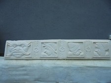 plaster cast from antique original depicting medieval characters, 90 by 17 cm