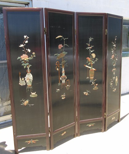 Black lacquer carved stone - black,
