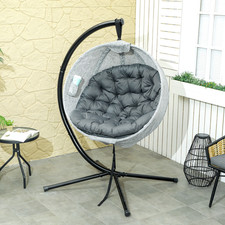 Hanging Egg Chair Outdoor Indoor Swing Chair, Folding Basket Outsunny