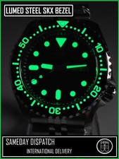 38mm FOR SEIKO SKX007 LUMINOUS BLACK FLAT STEEL BEZEL INSERT  SRPD