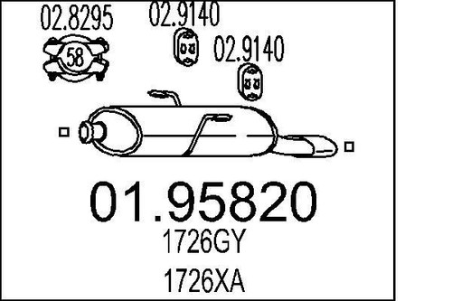 Mts 95820 muffler exhaust - mts, 01.95820