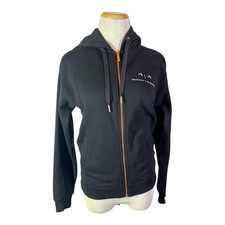 AX Armani Exchange Size XS Hooded Zip-Up Jacket Sheer Mesh Back Black