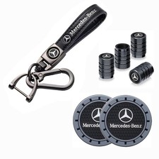 Mercedes Luxury Leather Keyring Car Key Ring With Dust Caps & Cup Holder UK