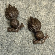 Royal Engineers Collar Badges Subdued Ubique RE Bronzed Anodised British Army