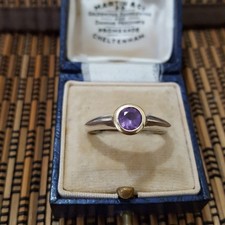 Vintage 925 Sterling Silver Ring, Genuine Amethyst Ring, Size P US 7.5 